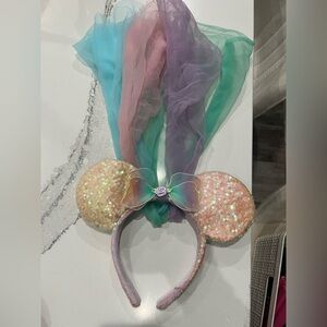 Original Disney Glittery Mouse Ear Headband with Colorful Bow